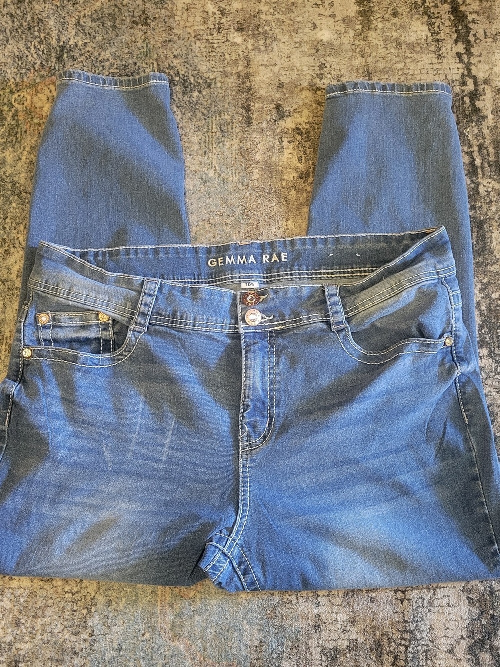 Gemma Rae Women's Ankle Skinny Jeans in Medium Blue 18W